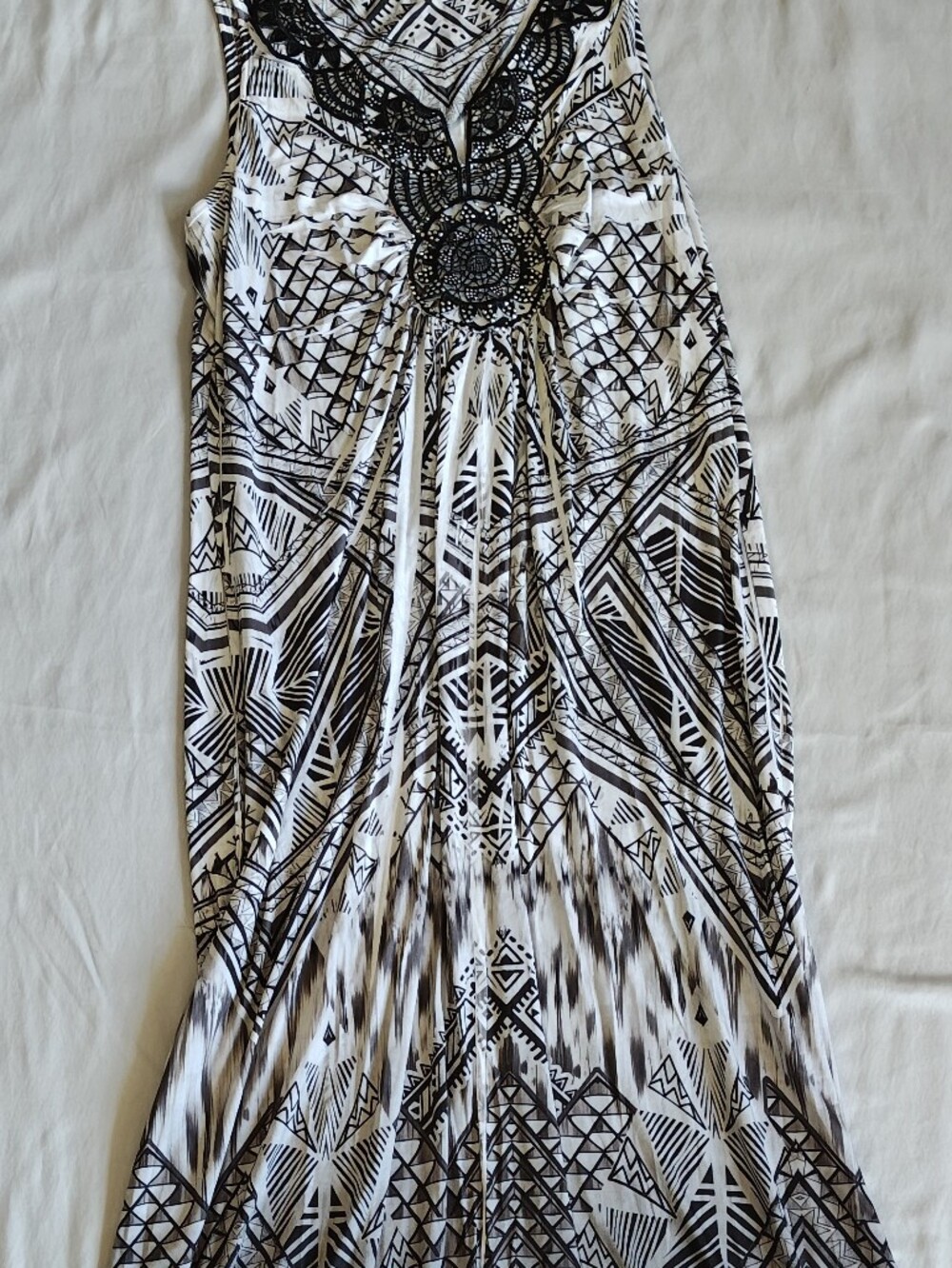 Apt. 9 Black & Cream Geometric Print Maxi Dress